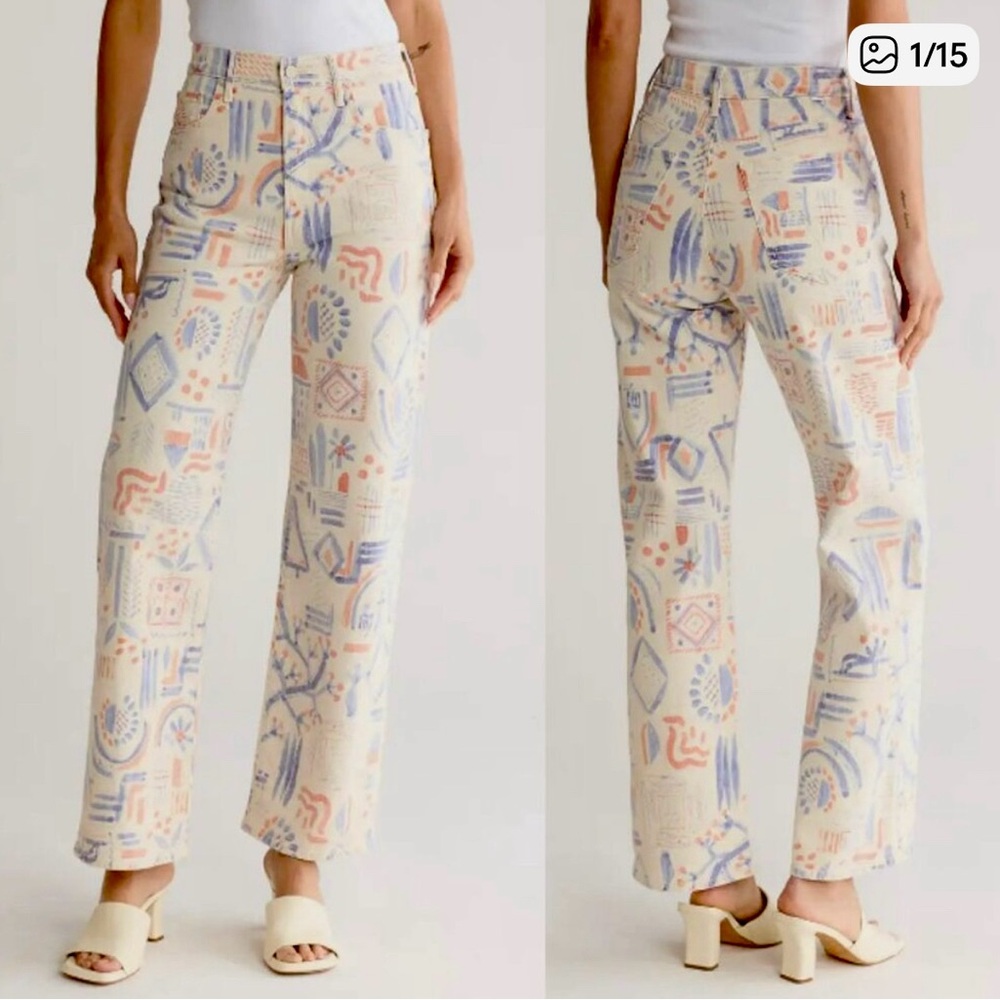 MOTHER Pastel Abstract Wide Leg Pants